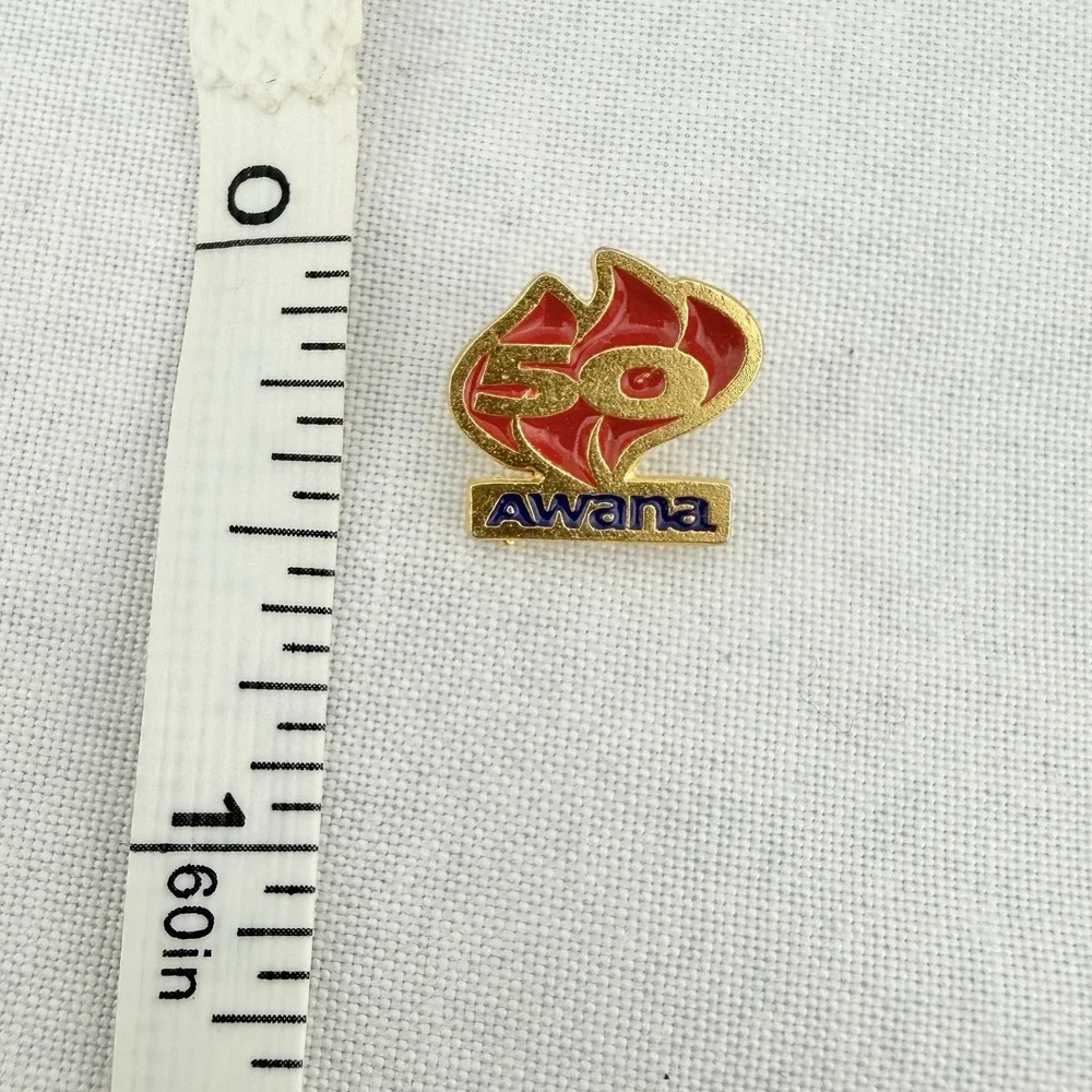 Vintage AWANA 50 Lapel Pin / Tie Tac Vest Hat 50th Anniversary Gold Tone Gift‎